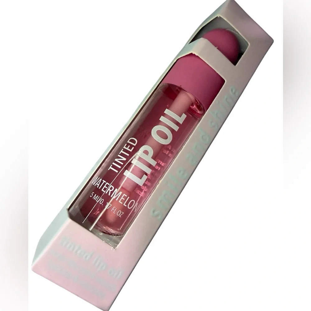 Smile and Shine Tinted Watermelon Lip Oil – Pink Hydrating Shine NIB